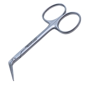 McReynolds Pterygium Scissors, Ring Handle, Polished Finish On Blades, Blunt Angled Tips, 18mm Mid Screw To Tip, And Overall Length Of 4 1/8" (105mm) 